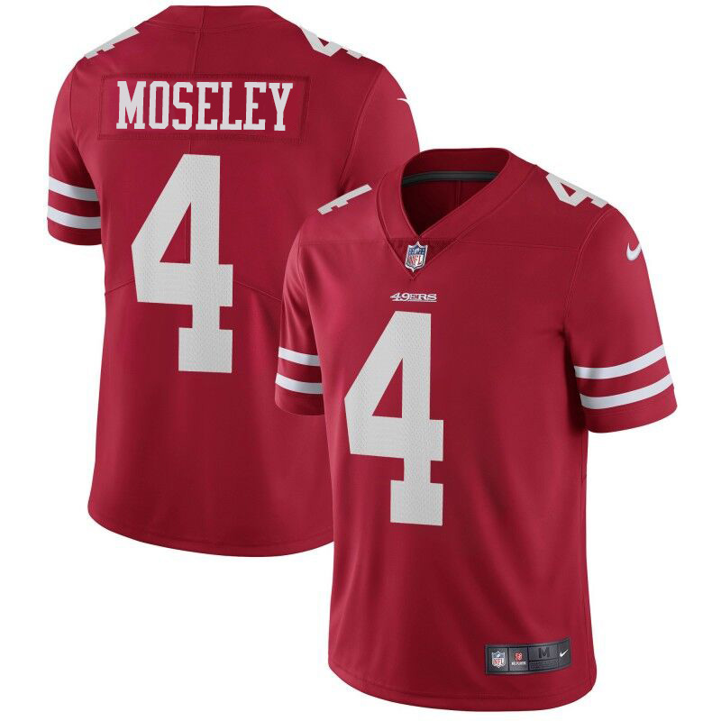 Nike 49ers #4 Emmanuel Moseley Red Team Color Youth Stitched NFL Vapor Untouchable Limited Jersey