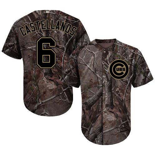 Cubs #6 Nicholas Castellanos Camo Realtree Collection Cool Base Stitched Youth MLB Jersey