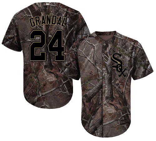 White Sox #24 Yasmani Grandal Camo Realtree Collection Cool Base Stitched Youth MLB Jersey