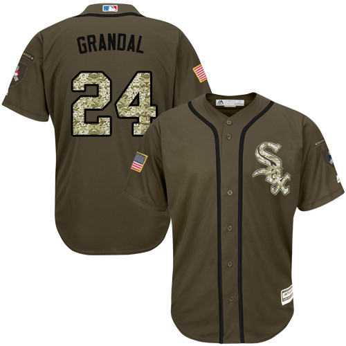 White Sox #24 Yasmani Grandal Green Salute to Service Stitched Youth MLB Jersey