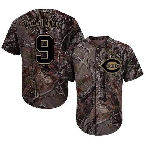 Reds #9 Mike Moustakas Camo Realtree Collection Cool Base Stitched Youth MLB Jersey