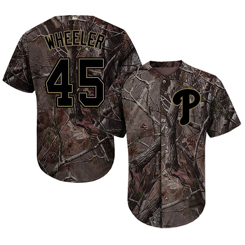 Phillies #45 Zack Wheeler Camo Realtree Collection Cool Base Stitched Youth MLB Jersey