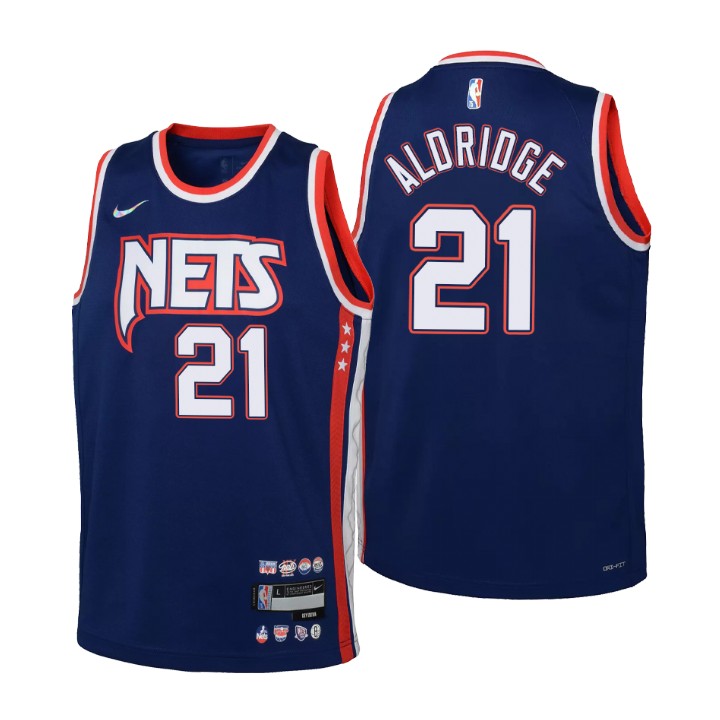 Brooklyn Nets #21 Lamarcus Aldridge Youth Nike Navy 2021/22 Swingman Jersey - City Edition