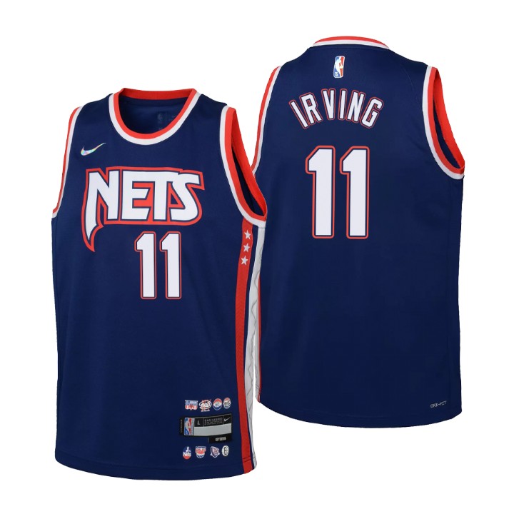 Brooklyn Nets #11 Kyrie Irving Youth Nike Navy 2021/22 Swingman Jersey - City Edition