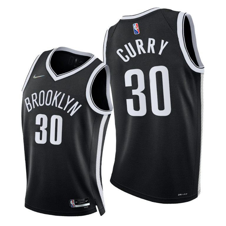 Nike Nets #30 Seth Curry Youth 2021-22 75th Diamond Anniversary NBA Jersey Black