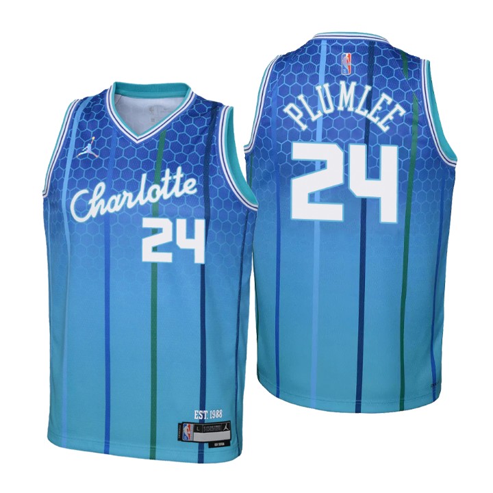 Charlotte Hornets #24 Mason Plumlee Youth Nike Blue 2021/22 Swingman Jersey - City Edition