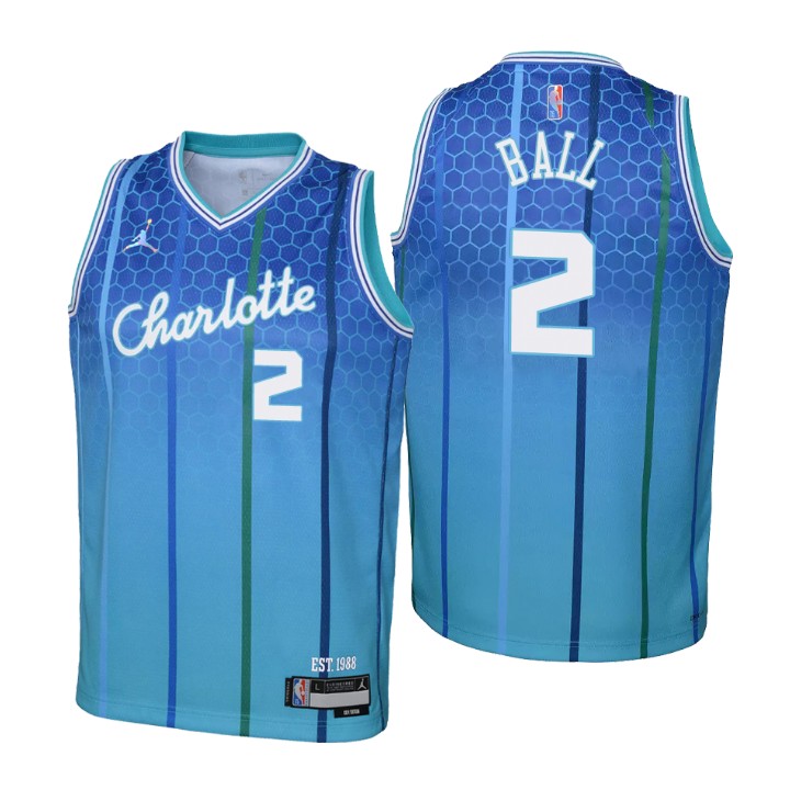 Charlotte Hornets #2 Lamelo Ball Youth Nike Blue 2021/22 Swingman Jersey - City Edition