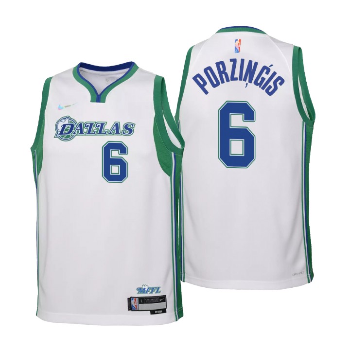 Dallas Maverickss #6 Kristaps Porzingis Youth Nike White 2021/22 Swingman Jersey - City Edition