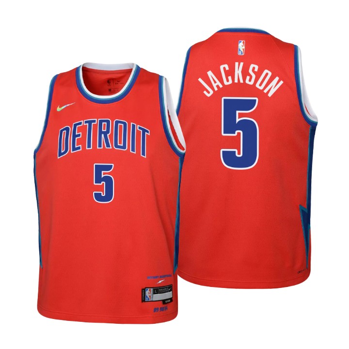 Detroit Pistons #5 Frank Jackson Youth Nike Red 2021/22 Swingman Jersey - City Edition