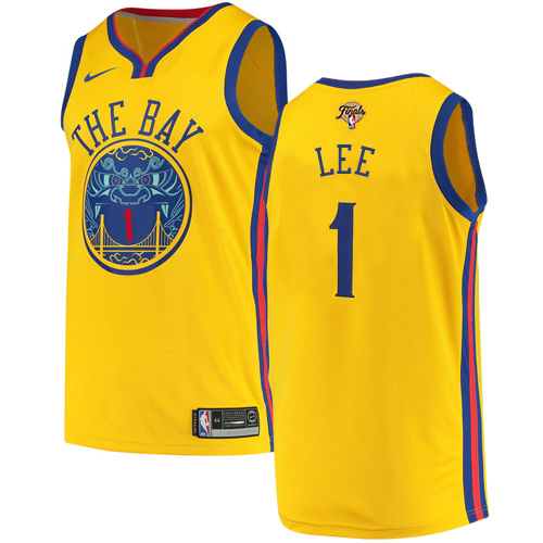 Nike Warriors #1 Damion Lee Gold Youth 2022 NBA Finals Swingman City Edition Jersey