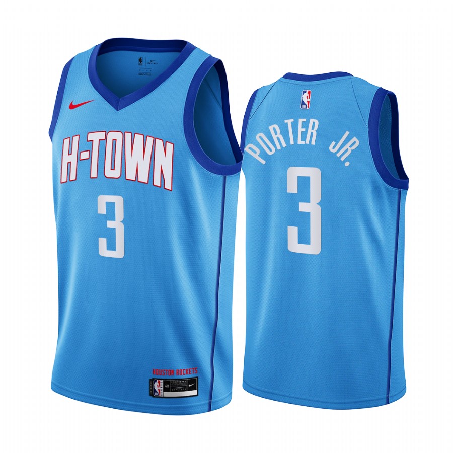 Nike Rockets #3 Kevin Porter Jr. Blue Youth NBA Swingman 2020-21 City Edition Jersey