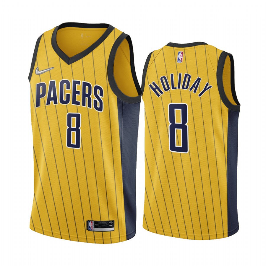 Indiana Pacers #8 Justin Holiday Gold Youth NBA Swingman 2020-21 Earned Edition Jersey