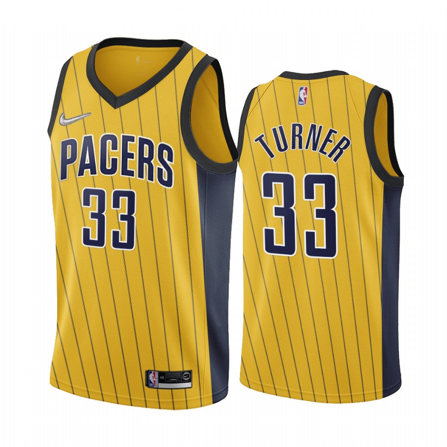 Indiana Pacers #33 Myles Turner Gold Youth NBA Swingman 2020-21 Earned Edition Jersey