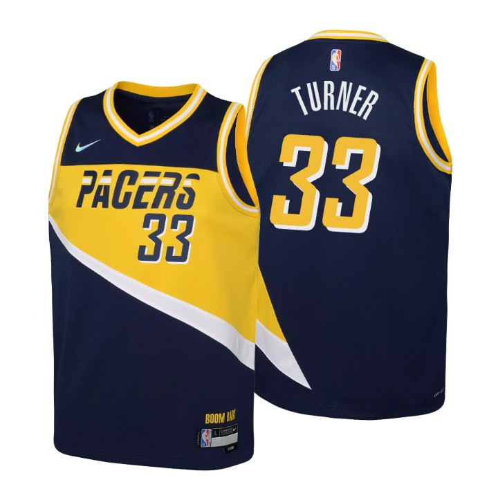 Indiana Pacers #33 Myles Turner Youth Nike Navy 2021/22 Swingman Jersey - City Edition