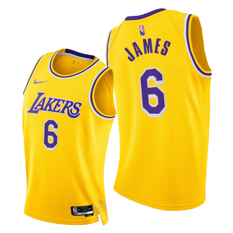 Nike Lakers #6 LeBron James Youth 2021-22 75th Diamond Anniversary NBA Jersey Gold