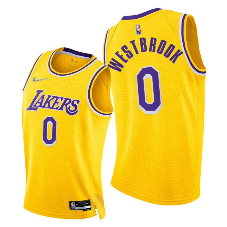 Nike Lakers #0 Russell Westbrook Youth 2021-22 75th Diamond Anniversary NBA Jersey Gold