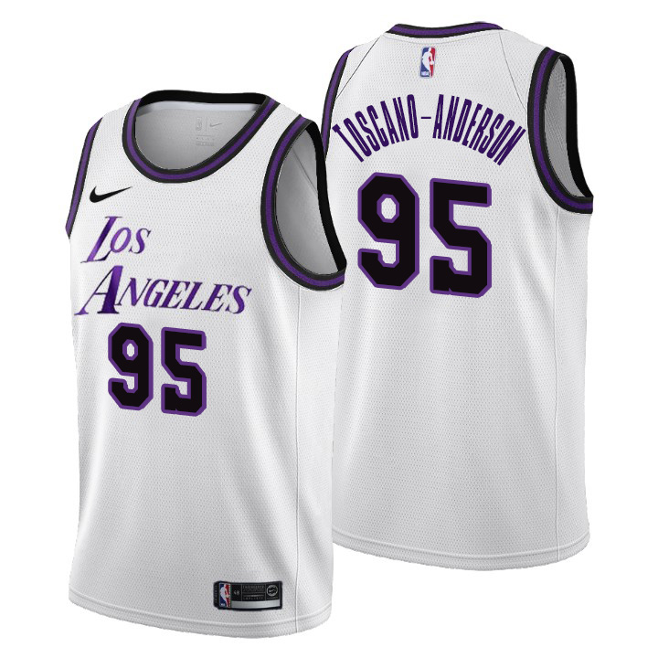 Nike Lakers #95 Juan Toscano-Anderson Youth 2022-23 City Edition NBA Jersey - Cherry Blossom White