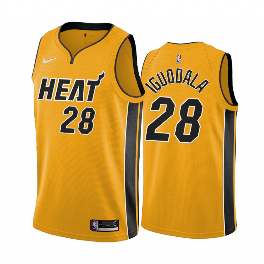 Miami Heat #28 Andre Iguodala Yellow Youth NBA Swingman 2020-21 Earned Edition Jersey