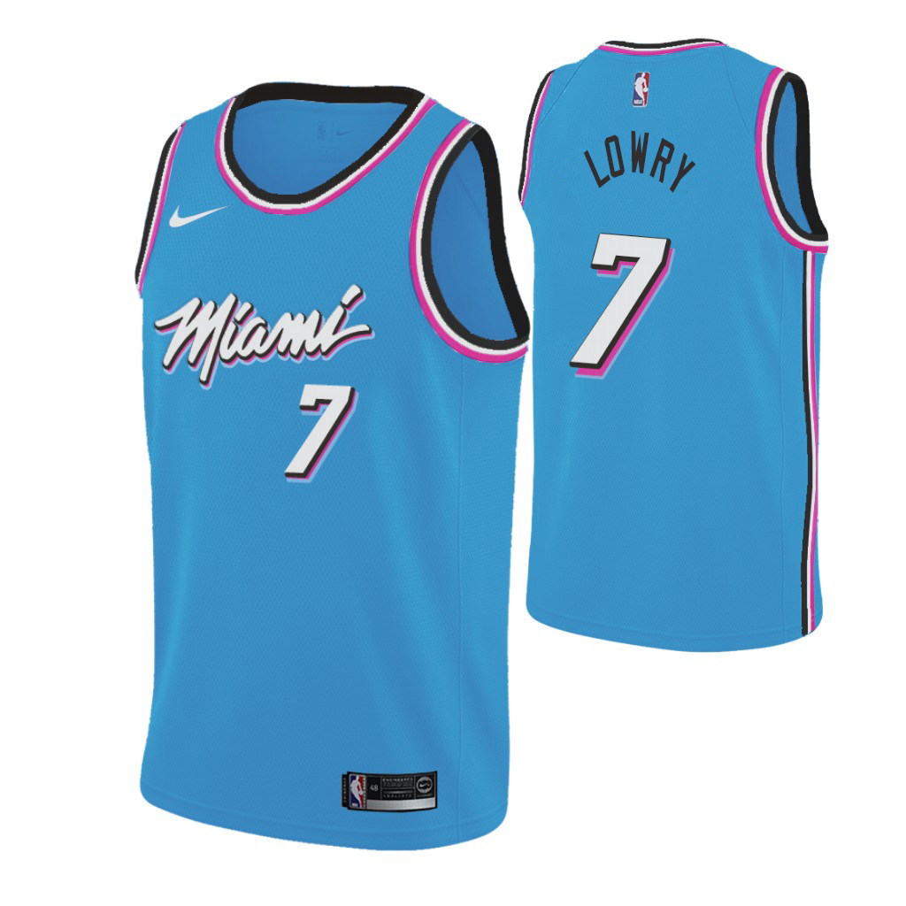 Nike Heat #7 Kyle Lowry 2019-20 Youth Blue Miami City Edition NBA Jersey