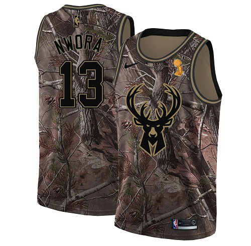 Nike Bucks #13 Jordan Nwora Youth 2021 NBA Finals Champions Swingman Realtree Collection Jersey Camo