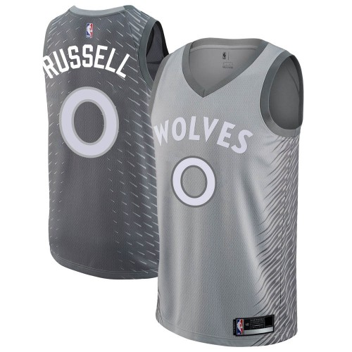 Nike Timberwolves #0 D'Angelo Russell Silver Youth NBA Swingman City Edition Jersey