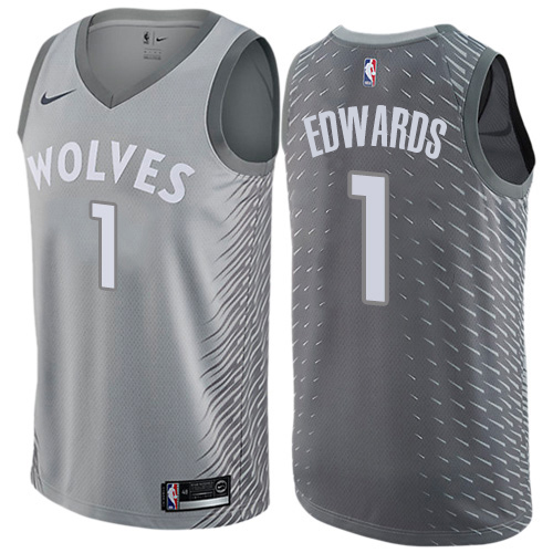 Nike Timberwolves #1 Anthony Edwards Silver Youth NBA Swingman City Edition Jersey