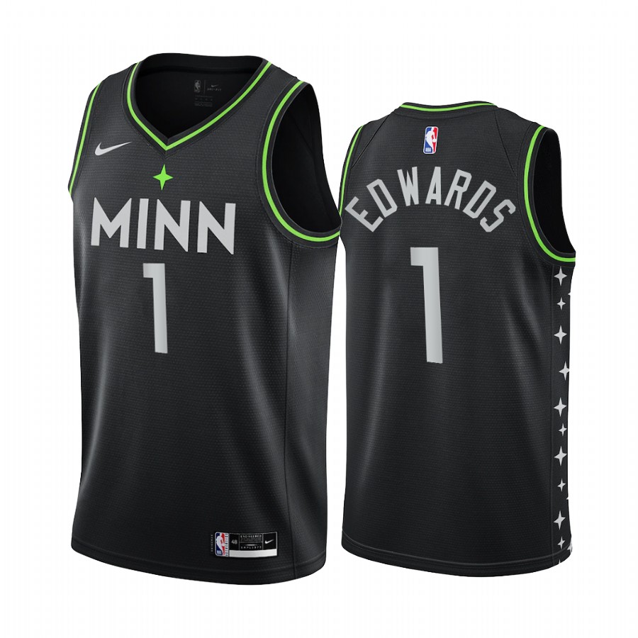 Nike Timberwolves #1 Anthony Edwards Black Youth NBA Swingman 2020-21 City Edition Jersey