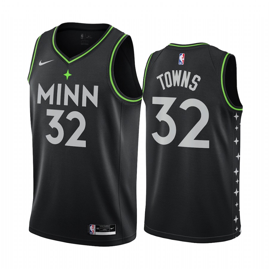 Nike Timberwolves #32 Karl-Anthony Towns Black Youth NBA Swingman 2020-21 City Edition Jersey