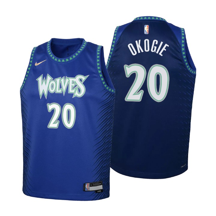 Minnesota Timberwolves #2O Josh Okogie Youth Nike Blue 2021/22 Swingman Jersey - City Edition