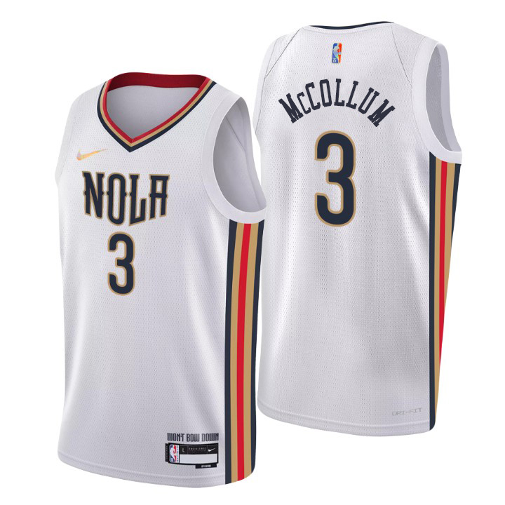 New Orleans Pelicans #3 C.J. McCollum Youth Nike White 2021/22 Swingman NBA Jersey - City Edition