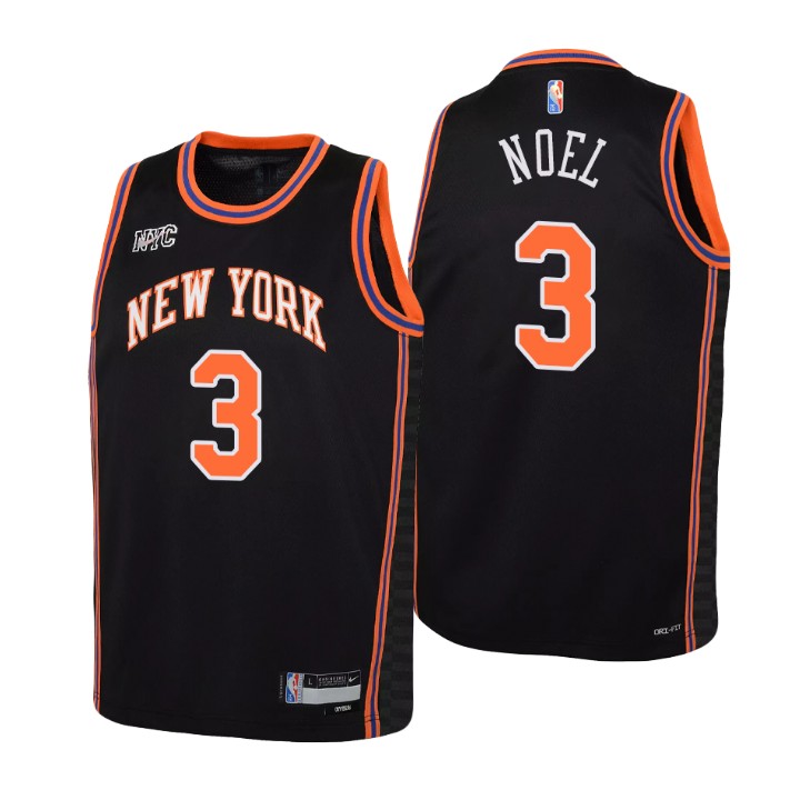 New York Knicks #3 Nerlens Noel Youth Nike Black 2021/22 Swingman Jersey - City Edition