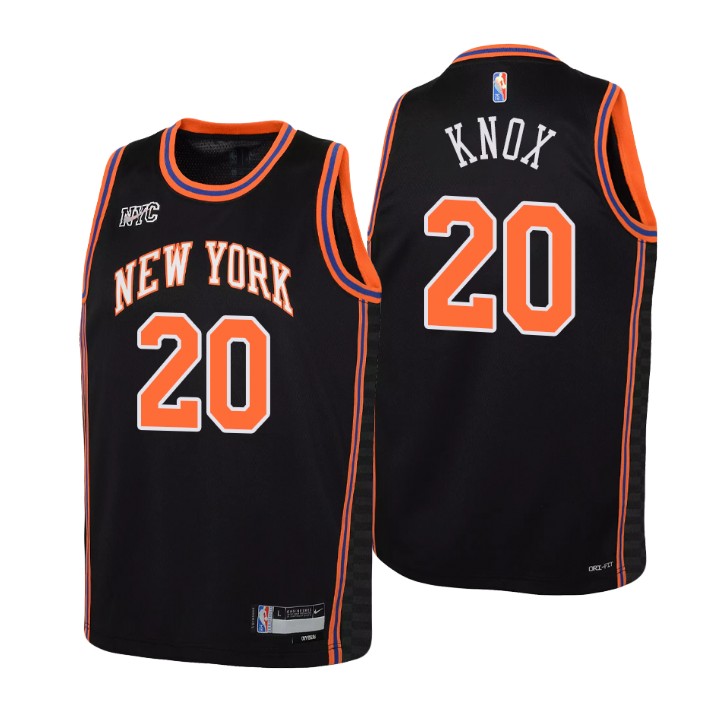 New York Knicks #20 Kevin Knox Youth Nike Black 2021/22 Swingman Jersey - City Edition