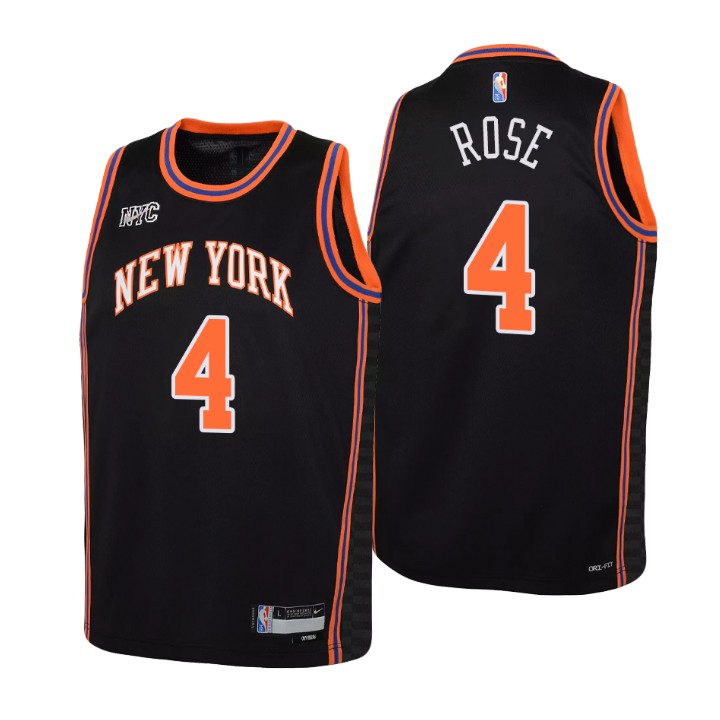 New York Knicks #4 Derrick Rose Youth Nike Black 2021/22 Swingman Jersey - City Edition