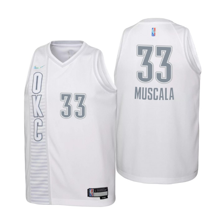 Oklahoma City Thunder #33 Mike Muscala Youth Nike White 2021/22 Swingman Jersey - City Edition