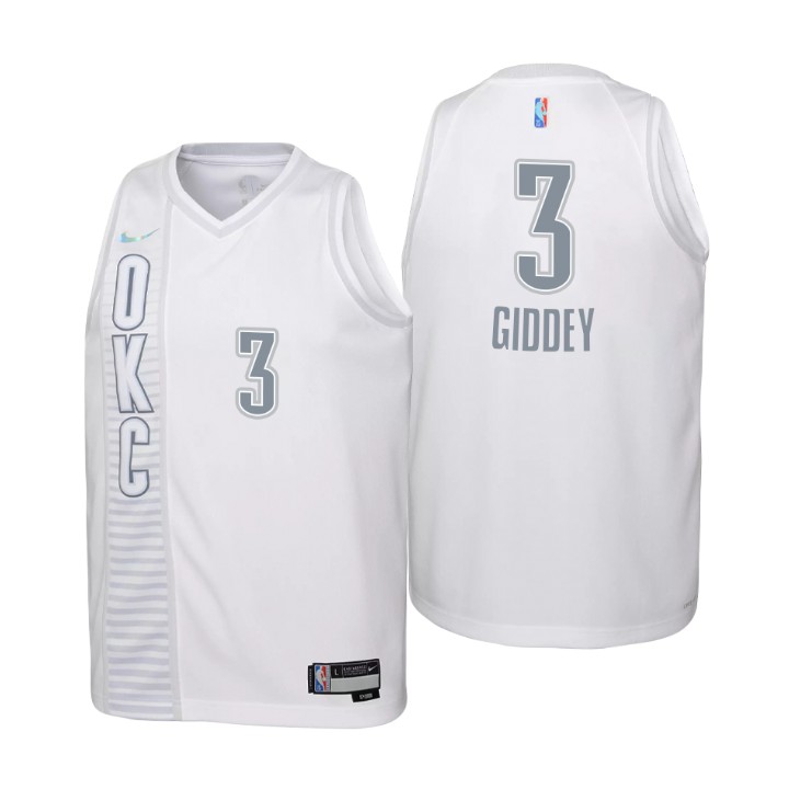 Oklahoma City Thunder #3 Josh Giddey Youth Nike White 2021/22 Swingman Jersey - City Edition