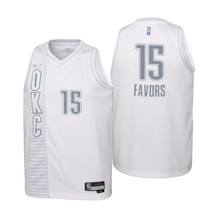 Oklahoma City Thunder #15 Derrick Favors Youth Nike White 2021/22 Swingman Jersey - City Edition