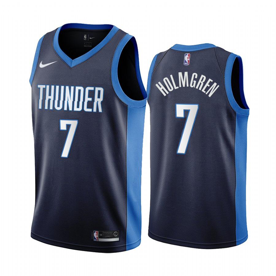 Oklahoma City Thunder #7 Chet Holmgren Navy Youth NBA Swingman 2020-21 Earned Edition Jersey