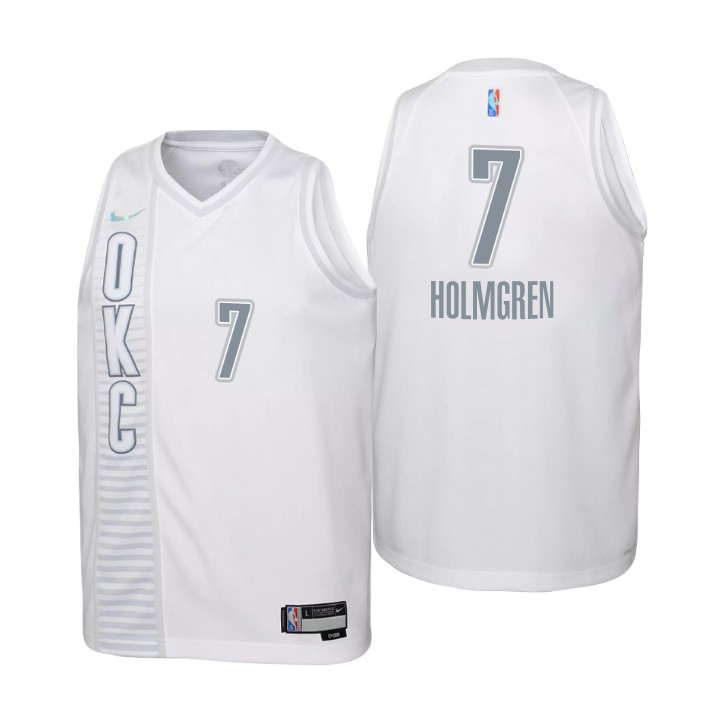 Oklahoma City Thunder #7 Chet Holmgren Youth Nike White 2021/22 Swingman Jersey - City Edition