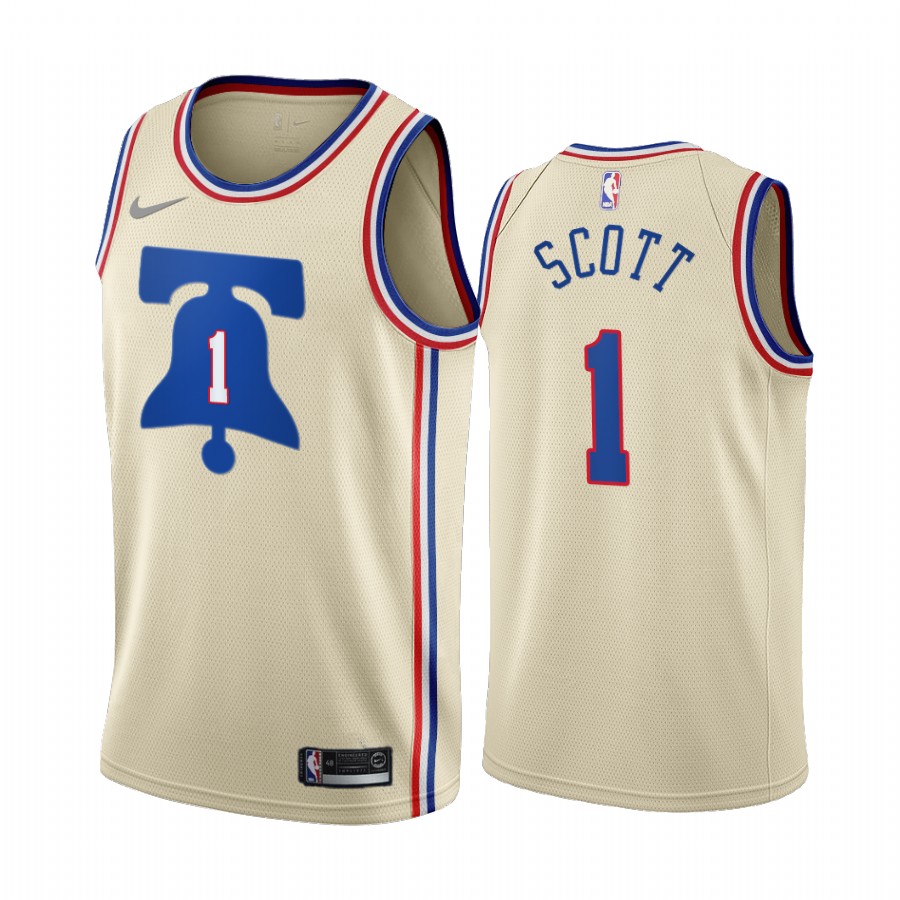 Philadelphia 76ers #1 Mike Scott Cream Youth NBA Swingman 2020-21 Earned Edition Jersey