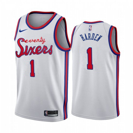 Nike 76ers #1 James Harden 2019-20 Unveil Classic Edition White Stitched NBA Jersey