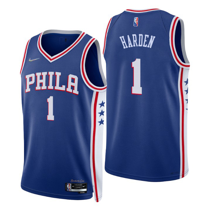 Nike 76ers #1 James Harden Royal Youth 2021-22 NBA 75th Anniversary Diamond Swingman Jersey - Icon Edition