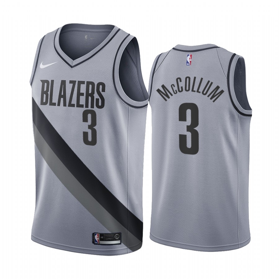 Portland Trail Blazers #3 C.J. McCollum Gray Youth NBA Swingman 2020-21 Earned Edition Jersey