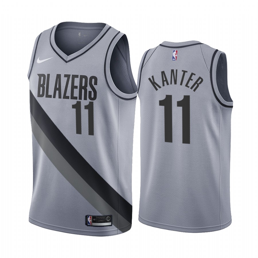 Portland Trail Blazers #11 Enes Kanter Gray Youth NBA Swingman 2020-21 Earned Edition Jersey