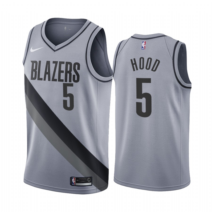 Portland Trail Blazers #5 Rodney Hood Gray Youth NBA Swingman 2020-21 Earned Edition Jersey