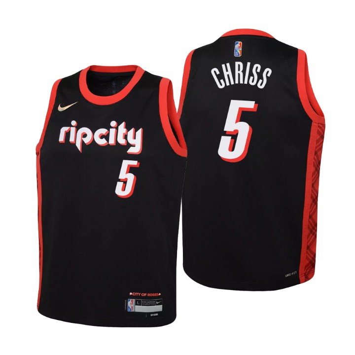 Portland Trail Blazers #5 Marquese Chriss Youth Nike Black 2021/22 Swingman Jersey - City Edition