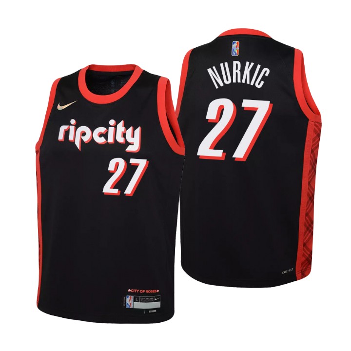 Portland Trail Blazers #27 Jusuf Nurkic Youth Nike Black 2021/22 Swingman Jersey - City Edition