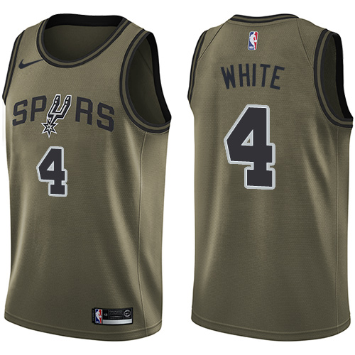 Nike Spurs #4 Derrick White Green Youth NBA Swingman Salute to Service Jersey