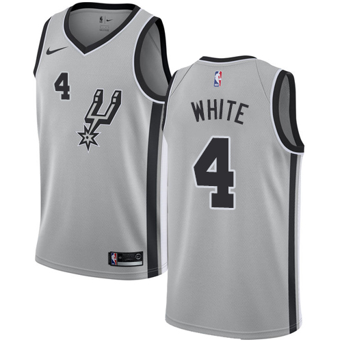 Nike Spurs #4 Derrick White Silver Youth NBA Swingman Statement Edition Jersey