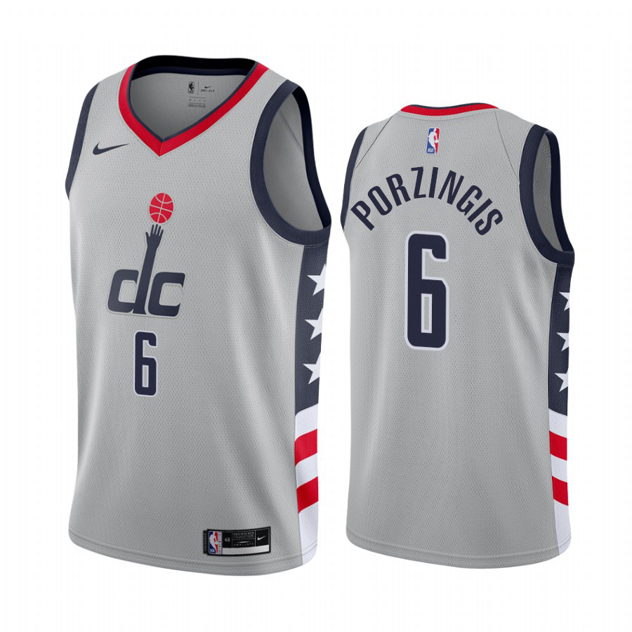 Nike Wizards #6 Kristaps Porzingis Gray Youth NBA Swingman 2020-21 City Edition Jersey