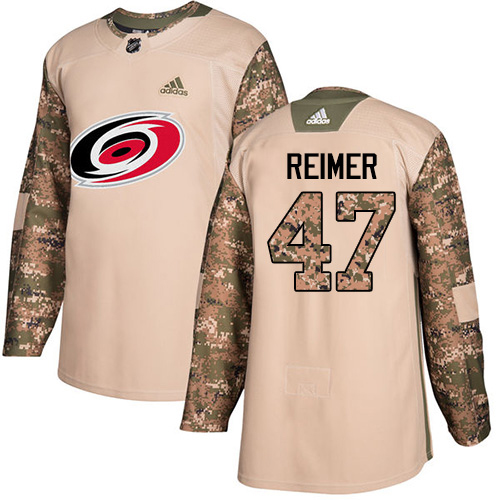 Adidas Hurricanes #47 James Reimer Camo Authentic 2017 Veterans Day Stitched Youth NHL Jersey